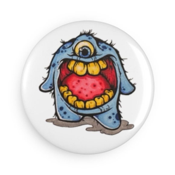 NEW Original Art - Mr. BBS - Monster Button Magnet - Picture 1 of 5